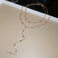 Heart Link Y Drop Necklace in Gold and Silver Tones view 6