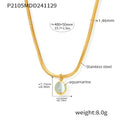 Gold Snake Chain Aquamarine Pendant Green Stone Whale Tail view 6