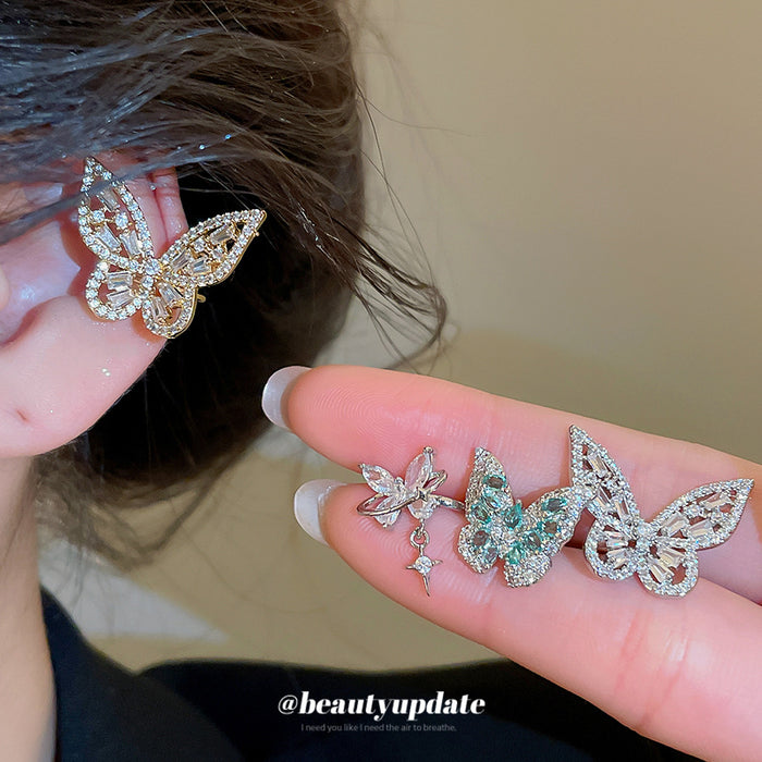 Crystal Butterfly Ear Cuffs in Gold and Silver Tone Options