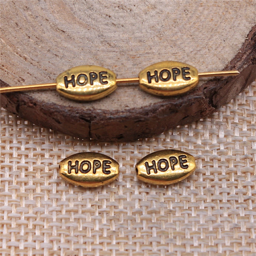 10x6mm 0.6g Multicolor Zinc Alloy HOPE Letter Loose Metal Beads for Bracelet DIY Jewelry Making