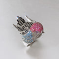 Colorful Crystal Robin Statement Ring With Clear Stone Accents view 2