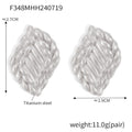 Wheat Leaf Texture Stud Earrings Gold And Steel Metal Finish view 6