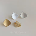 Brushed Irregular Square Stud Earrings In Silver And Gold Tone view 1
