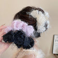 Black Glitter Velvet Flower Bow Large Hair Claw Clip view 2