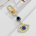 Gold-Tone Evil Eye Bead Keychain With Rhinestone Charm Pendant view 3