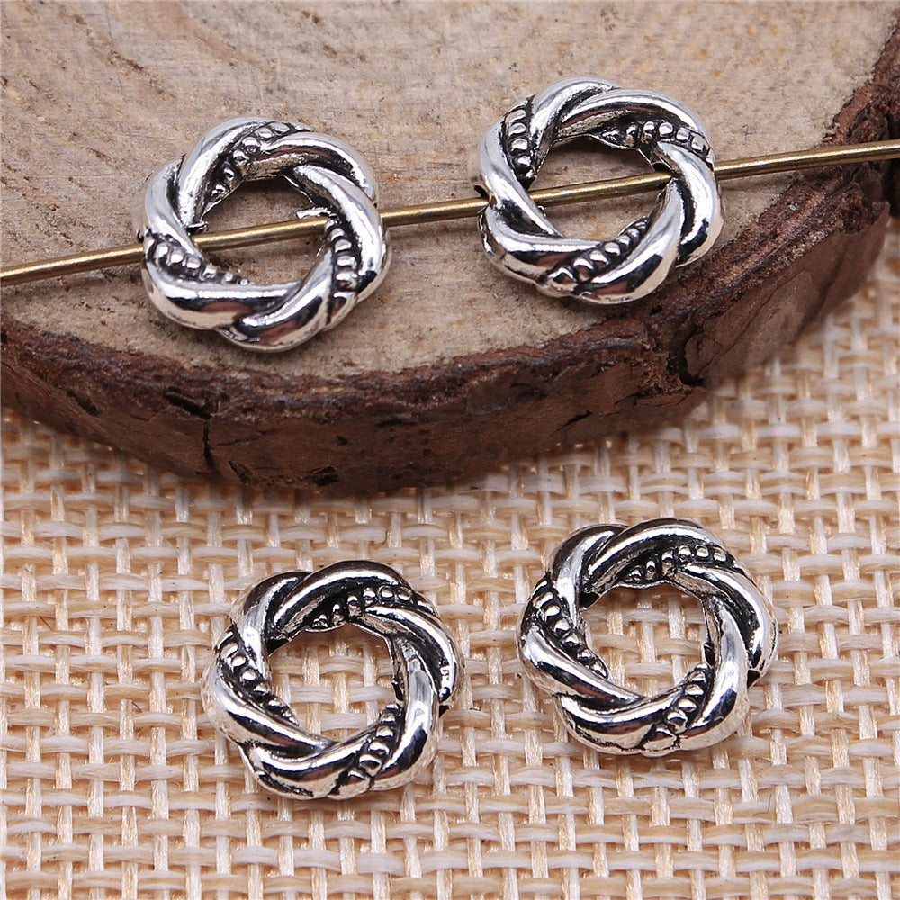11x11mm 0.9g Multi Color Zinc Alloy Hemp Rope Shape Small Hole Spacer Beads for Jewelry Making