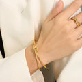 Double Wire Knot Open Cuff Bangle And Matching Knot Ring view 7