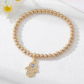Gold Tone Beaded Teardrop Evil Eye and Hamsa Charm Bracelets view 10