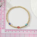 Gold Tone Beaded Multicolor Evil Eye Stretch Bracelets view 3
