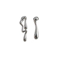 Silver Asymmetric Liquid Metal Teardrop Mismatched Studs view 5