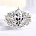 Marquise Clear Solitaire Chevron Three-Ring Set Silver Tone view 5