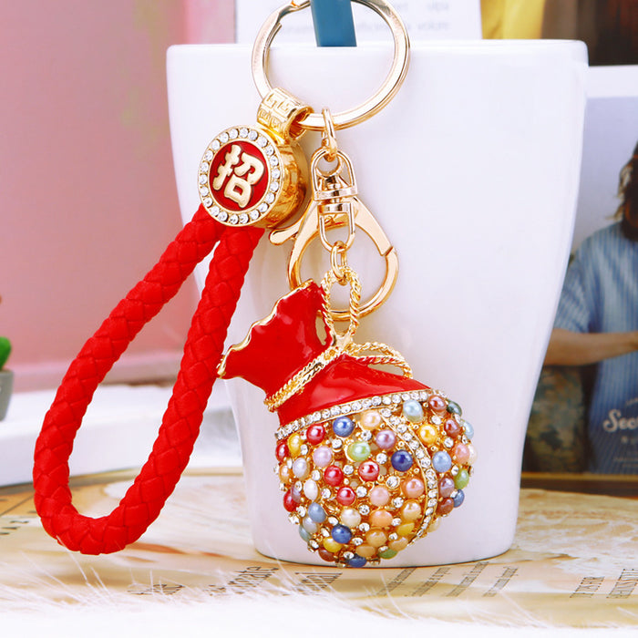 Multicolor Treasure Pouch Keychains in Plain and Red Fortune Loop Options