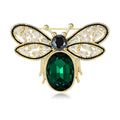 Crystal Bee Brooch with Green and Yellow Body Stones view 1