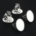 Filigree Oval Bezel Ring Blanks in Silver and Bronze Tones view 4