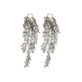 Layered Leaf Fringe Earrings in Gold and Silver Tone view 5