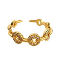 Gold Tone Clear Stone Chain Link Adjustable Open Ring For Women view 5