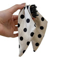 Polka Dot Fabric Bow Hair Claw Clip Black White Tails view 5