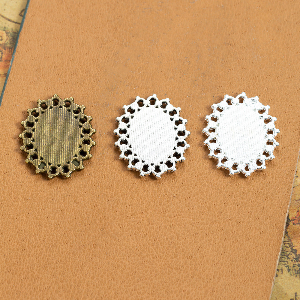 Vintage 10x14mm Oval Pendant Tray with Chain Edge