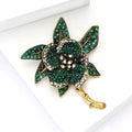 Crystal Flower Stem Brooch in Green or Burgundy Colors view 3