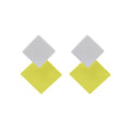 White and Yellow Double Square Geometric Stud Earrings view 5