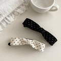Polka Dot Fabric Bow Banana Hair Clip White and Black view 2