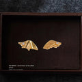 Gold-Tone Asymmetric Wing Stud Earrings Crystal Accents view 4