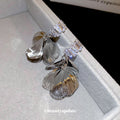 Silver Tone Layered Open Petal Statement Stud Earrings view 3