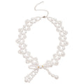 Silver Tone Crystal Bow Statement Necklace Decorative Jewelry view 5