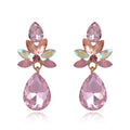 Pink Red Horse Geometric Crystal Metal Dangle Earrings view 1