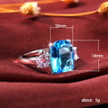 Silver Ocean Blue Oval Cubic Zirconia Three Stone Ring view 5