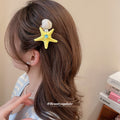 Starfish Shell Pearl Duckbill Hair Clips Teal Blue Purple view 4