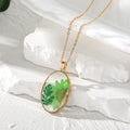 Gold Tone Pressed Flower Resin Pendant Necklaces in Eleven Shapes view 9