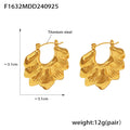 Daisy Fan Flower Metal Earrings Gold Steel Tone Set view 9