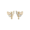Gold Tone Butterfly Stud Earrings with Crystal Wings view 5