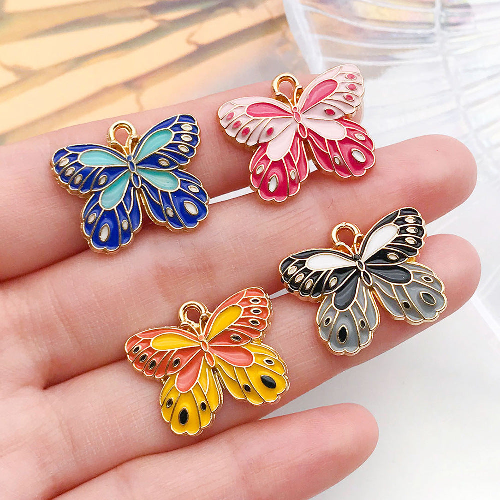 Two Tone Enamel Zinc Alloy Butterfly Charm Pendant for DIY Earrings Bracelet