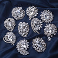 Assorted Clear Crystal Floral And Leaf Brooch Collection view 1