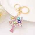 Tree Of Life Flower Keychain Multicolor Rhinestone Charm view 4