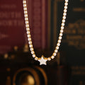 Gold Tone Star Zircon Tennis Necklace Titanium Steel Chain view 2
