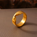 Irregular Dent Band Ring Titanium Steel Gold Or Steel Finish view 2