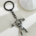 Metal Weightlifter Figure Keychain with Barbell Charm and Key Ring view 1