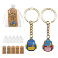 Hello School Backpack Enamel Keychain Blue Yellow Red view 1