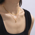 Gold Star Pendant Necklace Green Glass Stone Cable Chain view 1