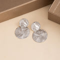 Gold and Silver Textured Double Disc Stud Earrings view 3