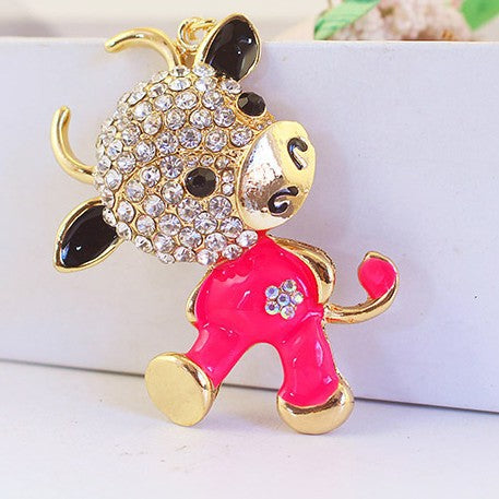 Cute Zodiac Cow Calf Keychain Zinc Alloy Car Bag Charm