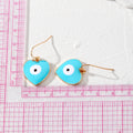 Gold Tone Heart Enamel Evil Eye Hook Earrings in Six Colors view 4