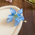 Large Fabric Lily Duckbill Hair Clip In Pale Pink Blue Or Purple view 7