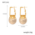 Gold Square Frame Ball Drop Earrings White Cream Black view 7