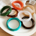 Irregular Marbled Acrylic Resin Bangle Bracelets 7 Colors view 2