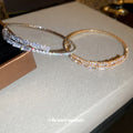 Crystal Open Cuff Bracelet in Gold and Silver Tones view 2