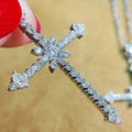 Silver Tone Crystal Cross Pendant Necklace With Arrow Tips view 4